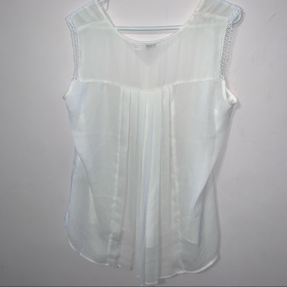 🧡3/$30 Sioni White Sleeveless Sheet Top in Large - Picture 2 of 7